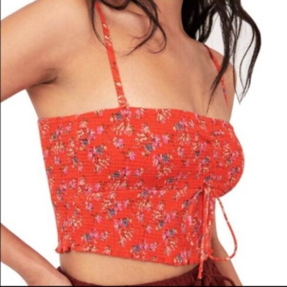 Free People Bandeau Top Maia Convertible top in Red Meadow Size S - Picture 1 of 7